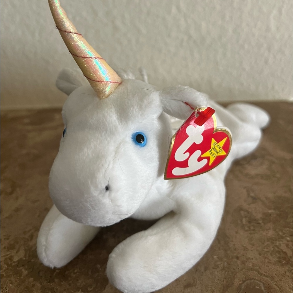 Ty Beanie Babies “Mystic” Unicorn Plush with Iridescent Gold Horn